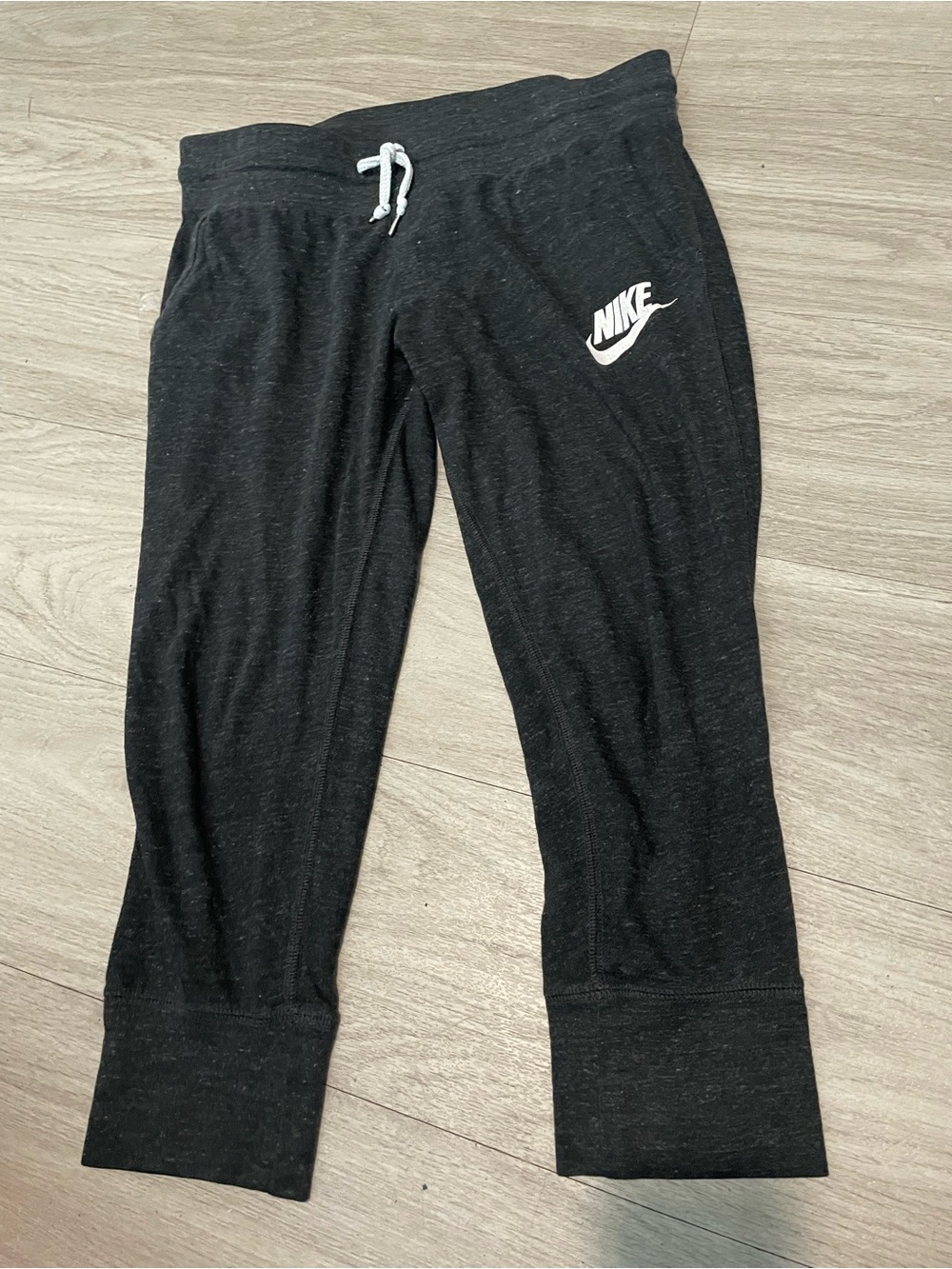 Nike Black Capri Joggers with White Swoosh